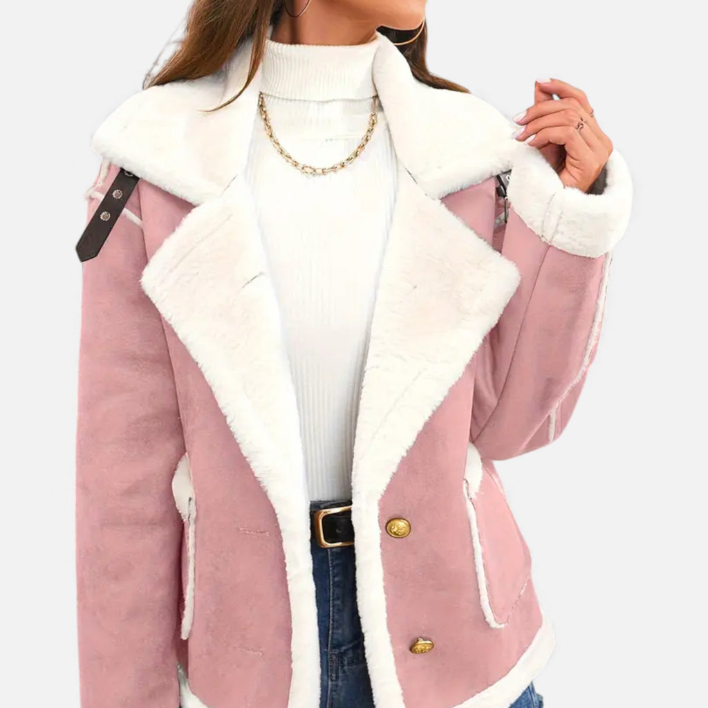 Aveline the Label | Women’s Suede Jacket with White Fur Lining