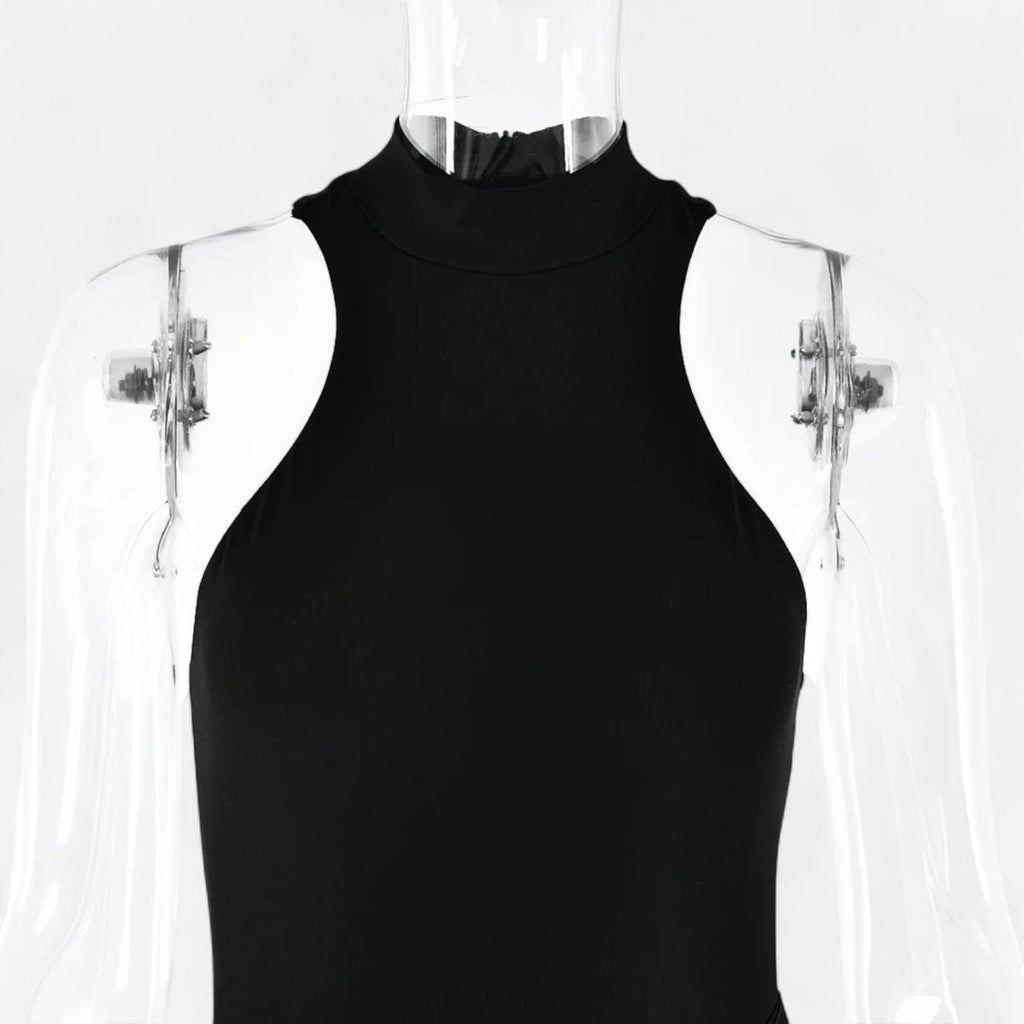 Aveline the Label | Women’s Satin Cut-Out Maxi Dress Silky Grace Sculpted Elegance