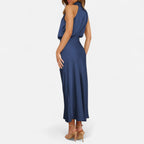 Aveline the Label | Women’s Satin A-Line Sleeveless Long Dress