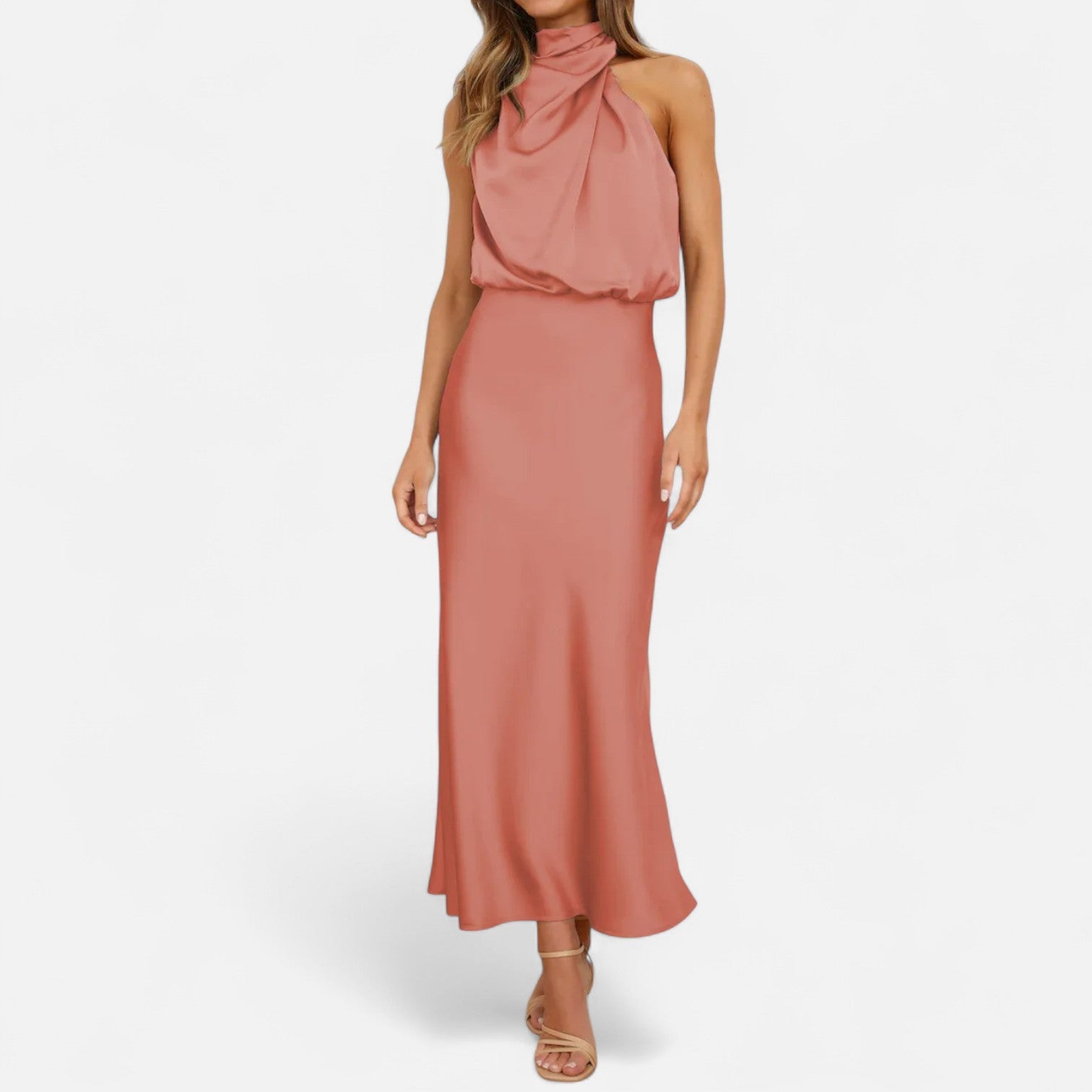 Aveline the Label | Women’s Satin A-Line Sleeveless Long Dress