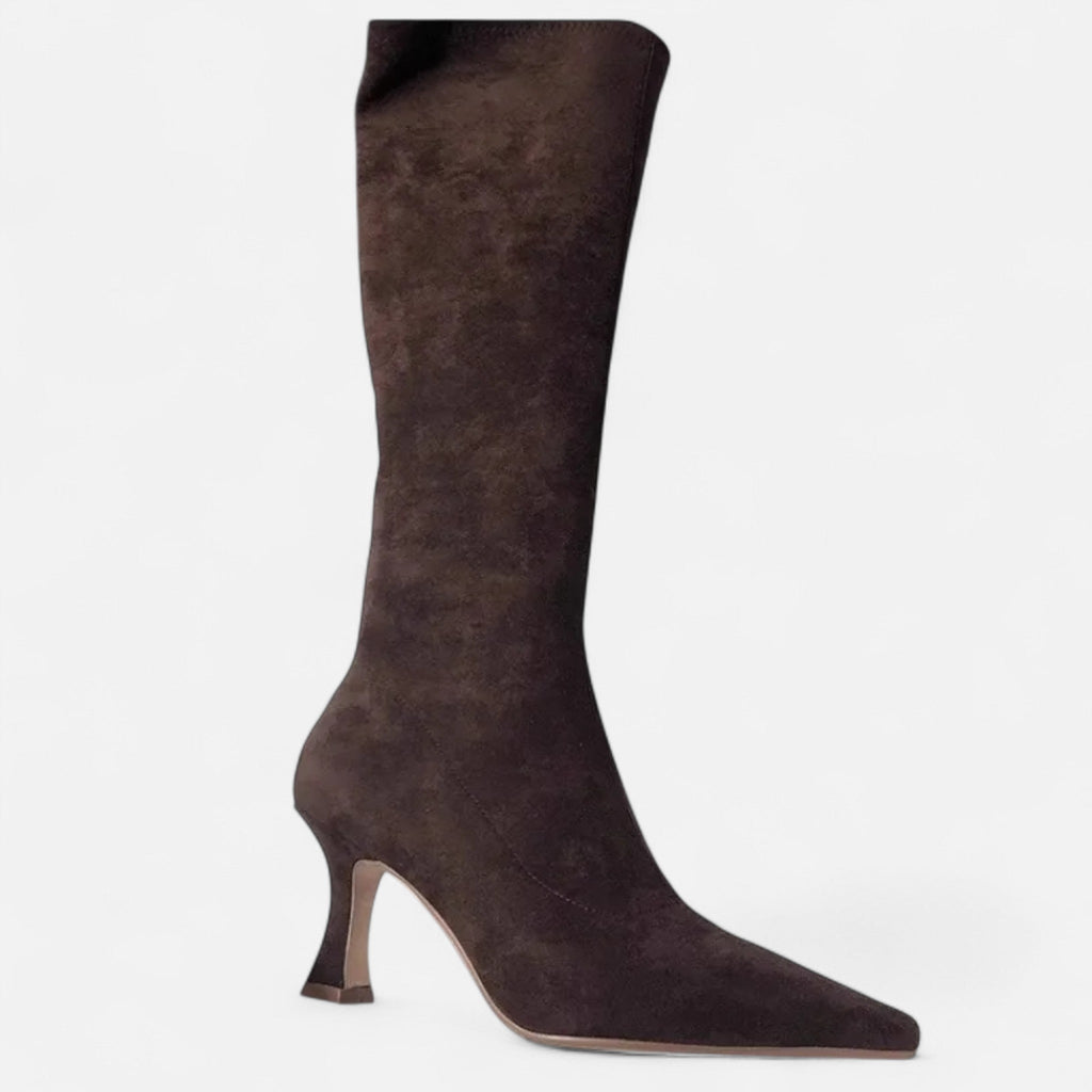 Aveline the Label | Women’s Suede Thigh-High Boots with Heels