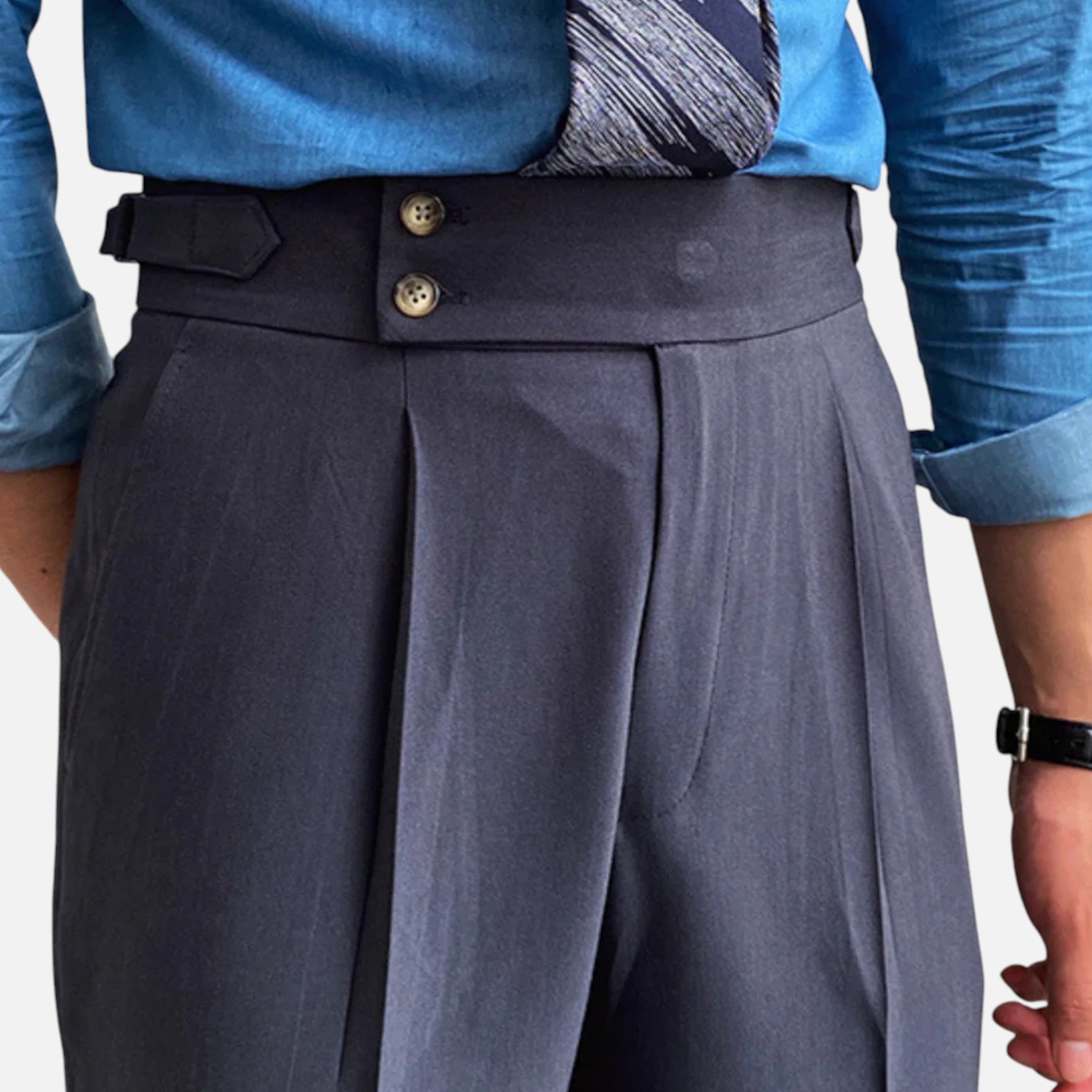 Aveline the Label | Men’s High-Waist Straight-Leg Draped Trousers