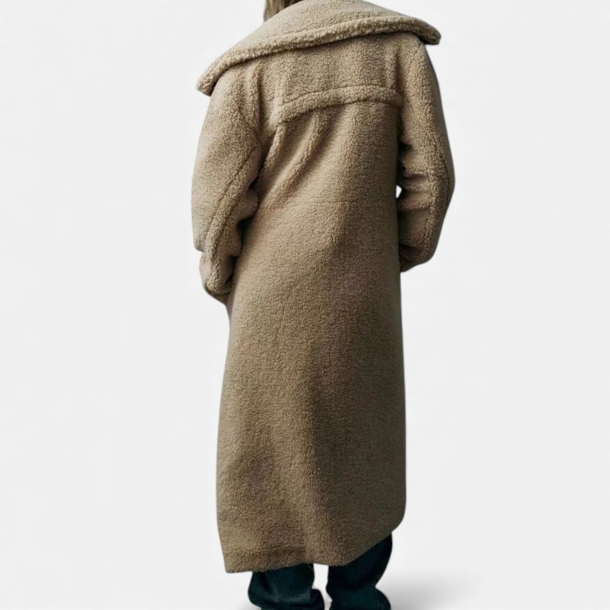 Aveline the Label | Women’s Long Teddy Coat with Double Breasted Front