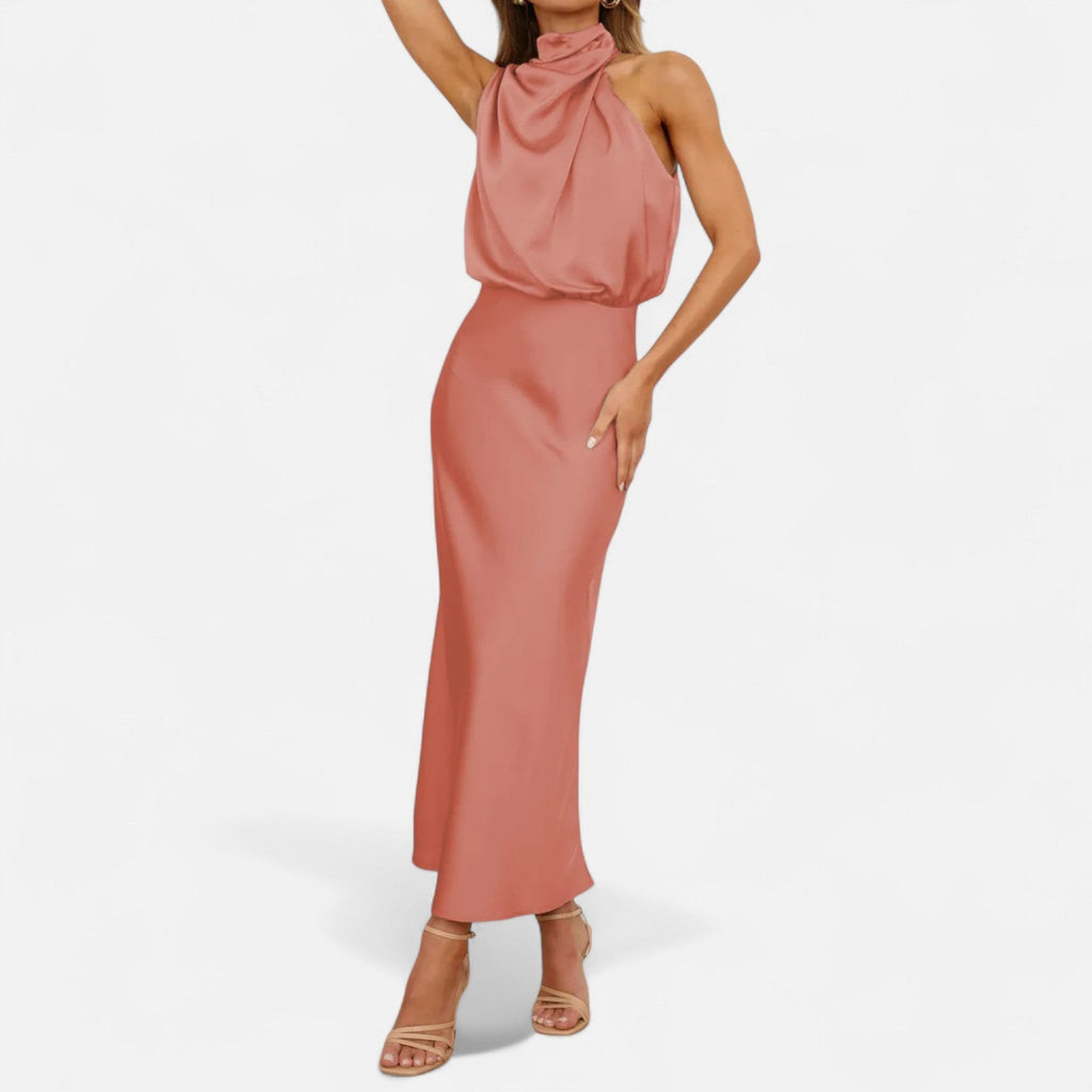 Aveline the Label | Women’s Satin A-Line Sleeveless Long Dress