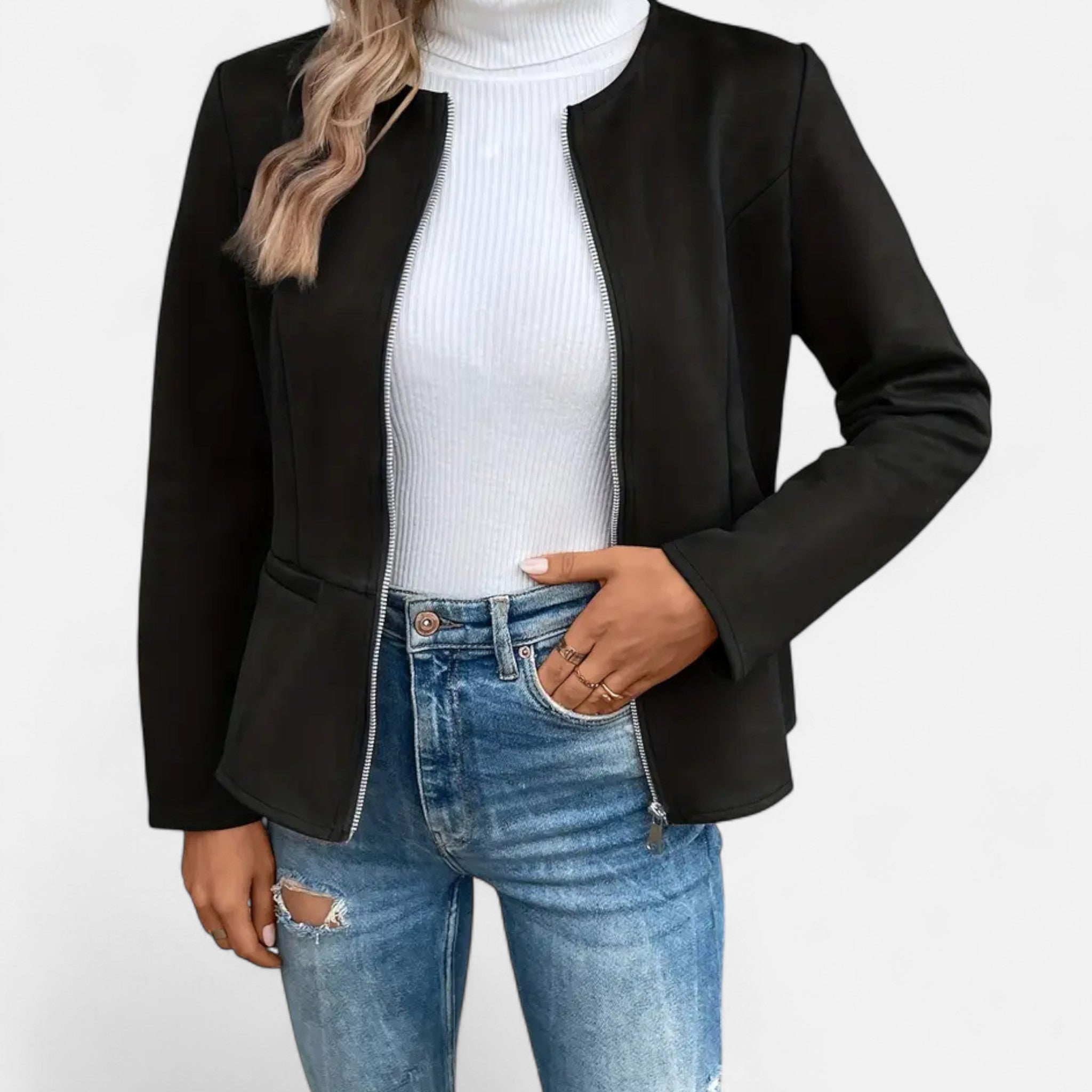 Aveline the Label | Women’s Cropped Jacket with Zipper