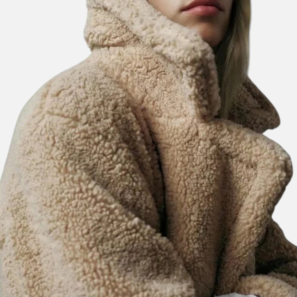 Aveline the Label | Women’s Long Teddy Coat with Double Breasted Front