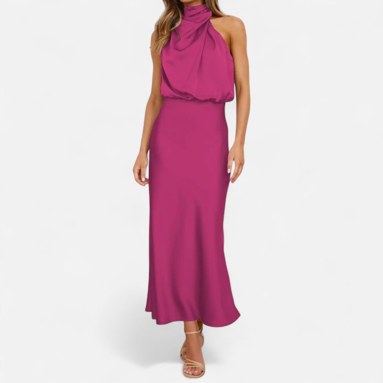 Aveline the Label | Women’s Satin A-Line Sleeveless Long Dress