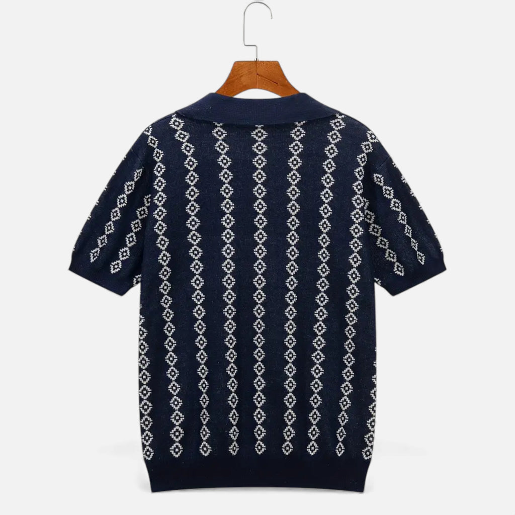 Aveline the Label | Men’s V-Neck Knit Sweater – Short Sleeve, Textured Design