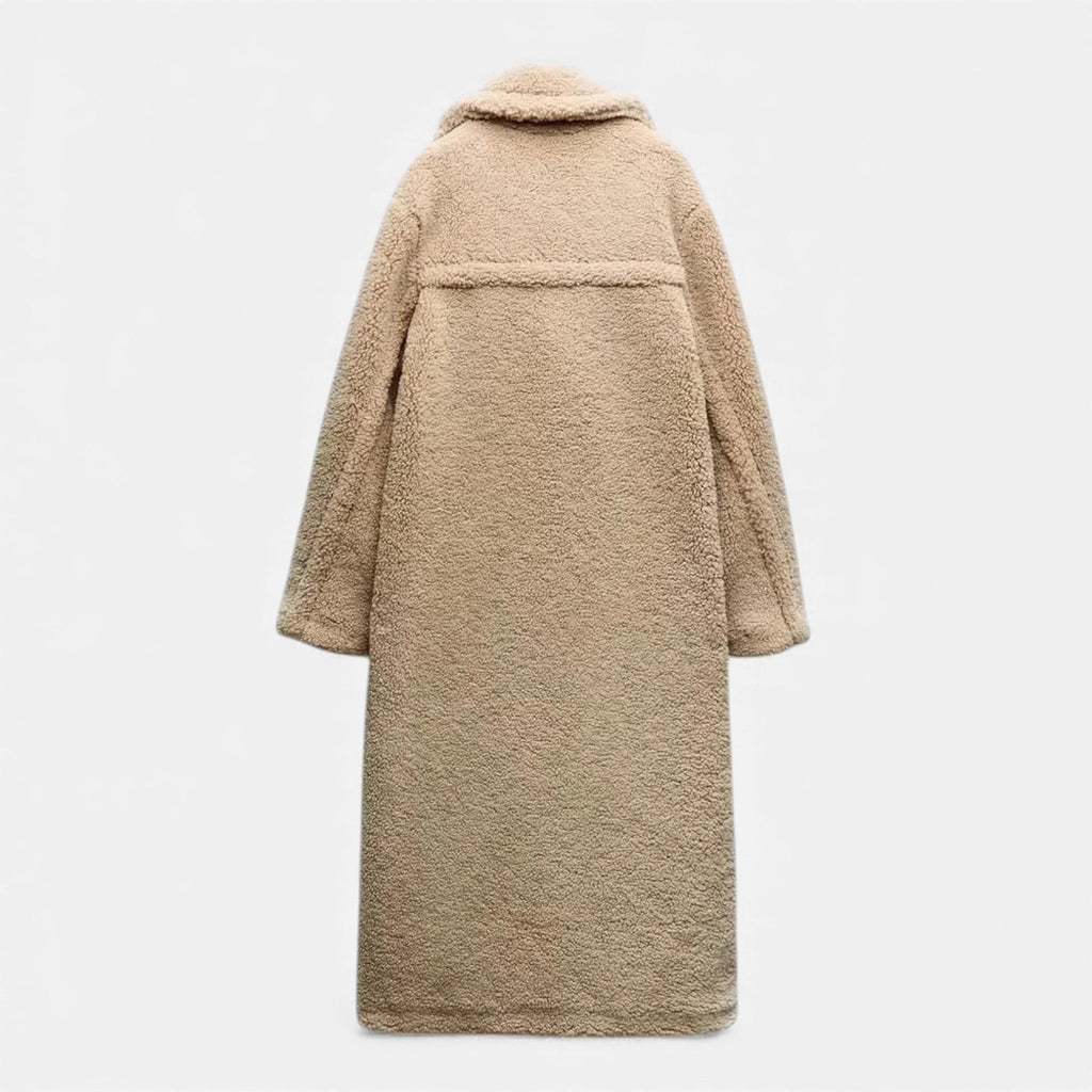 Aveline the Label | Women’s Long Teddy Coat with Double Breasted Front