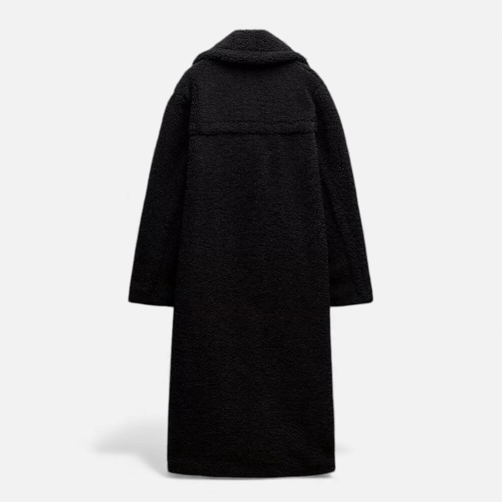 Aveline the Label | Women’s Long Teddy Coat with Double Breasted Front