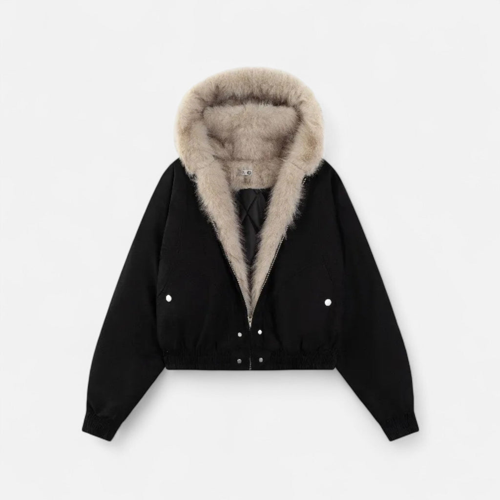 Aveline the Label | Women’s Winter Hooded Coat with Fur Collar – Vintage Style