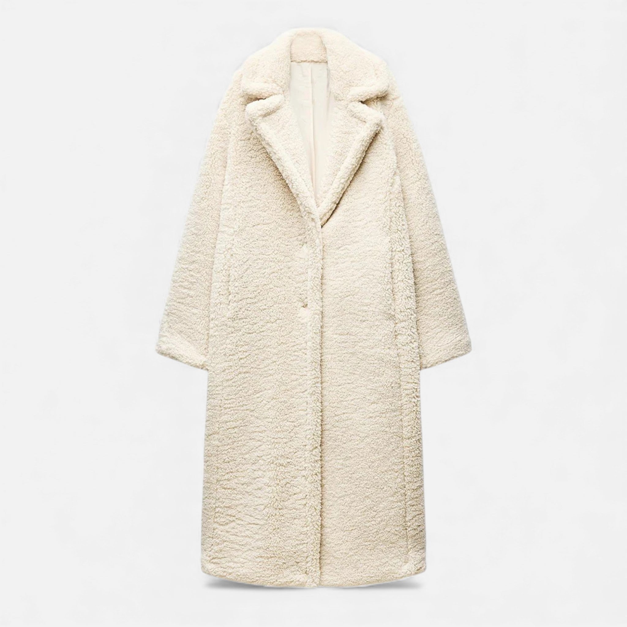 Aveline the Label | Women’s Long Teddy Coat with Double Breasted Front
