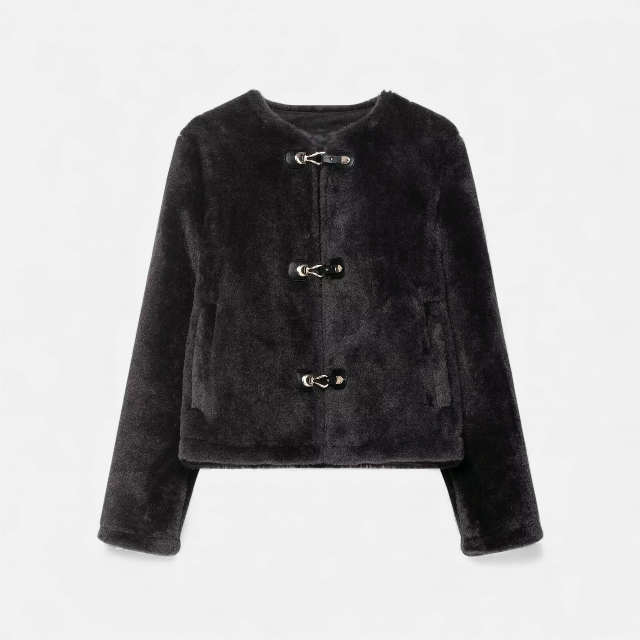 Aveline the Label | Women’s Faux Fur Jacket with Toggle Buttons