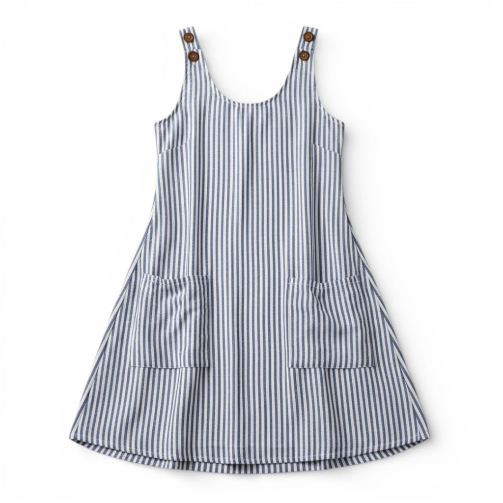 Women’s Sleeveless A-Line Dress – Knee-Length Pocket Design