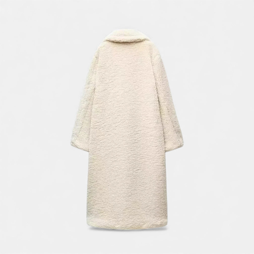 Aveline the Label | Women’s Long Teddy Coat with Double Breasted Front