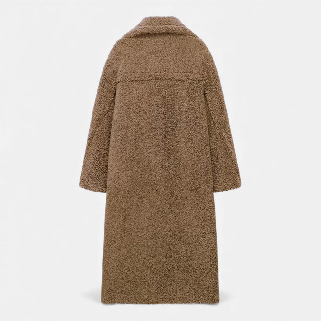 Aveline the Label | Women’s Long Teddy Coat with Double Breasted Front