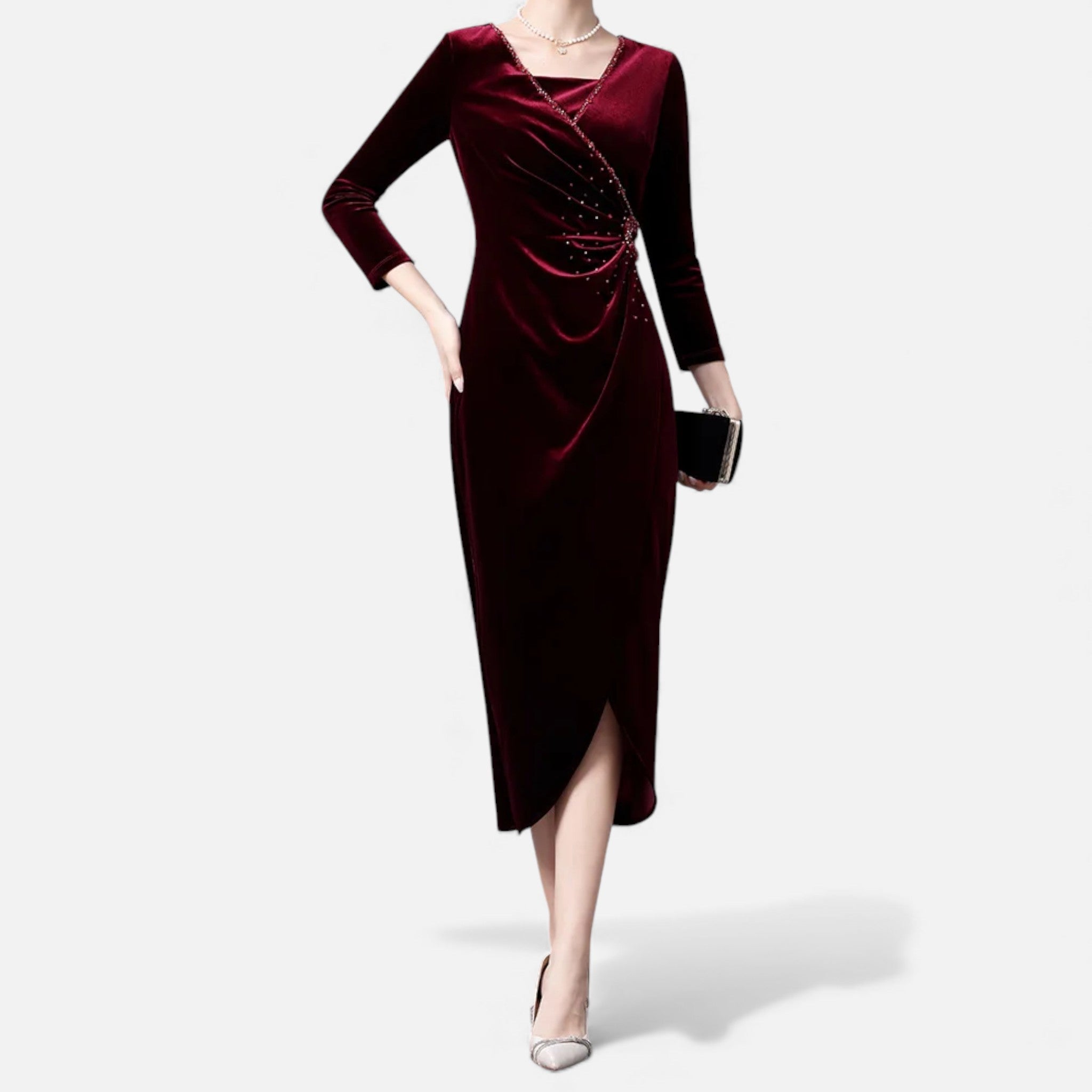 Aveline the Label | Women’s Draped Velvet Wrap Dress