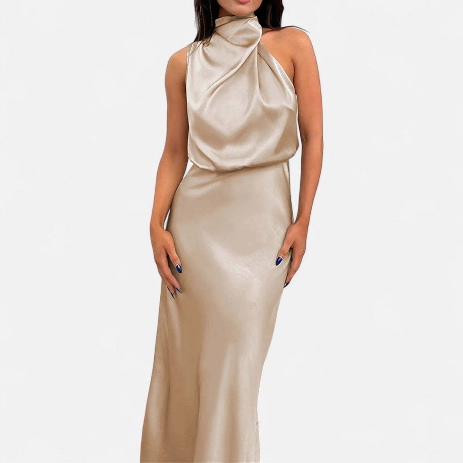 Aveline the Label | Women’s Satin A-Line Sleeveless Long Dress
