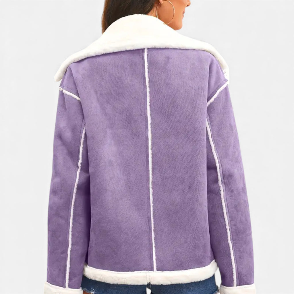 Aveline the Label | Women’s Suede Jacket with White Fur Lining