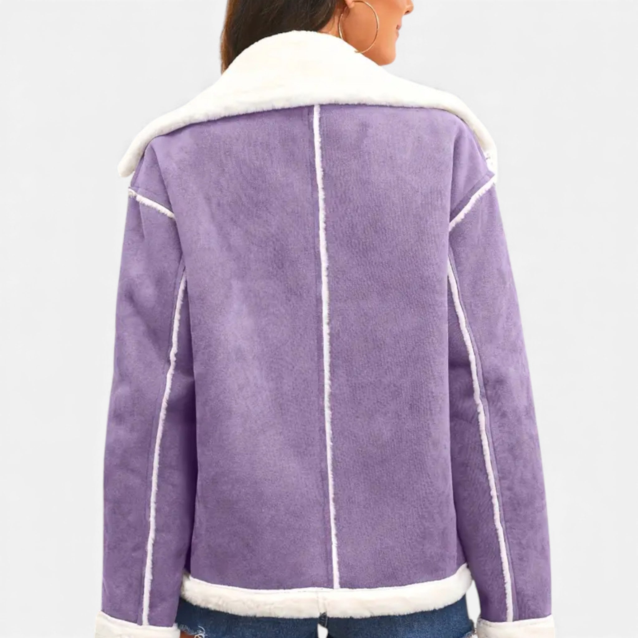 Aveline the Label | Women’s Suede Jacket with White Fur Lining