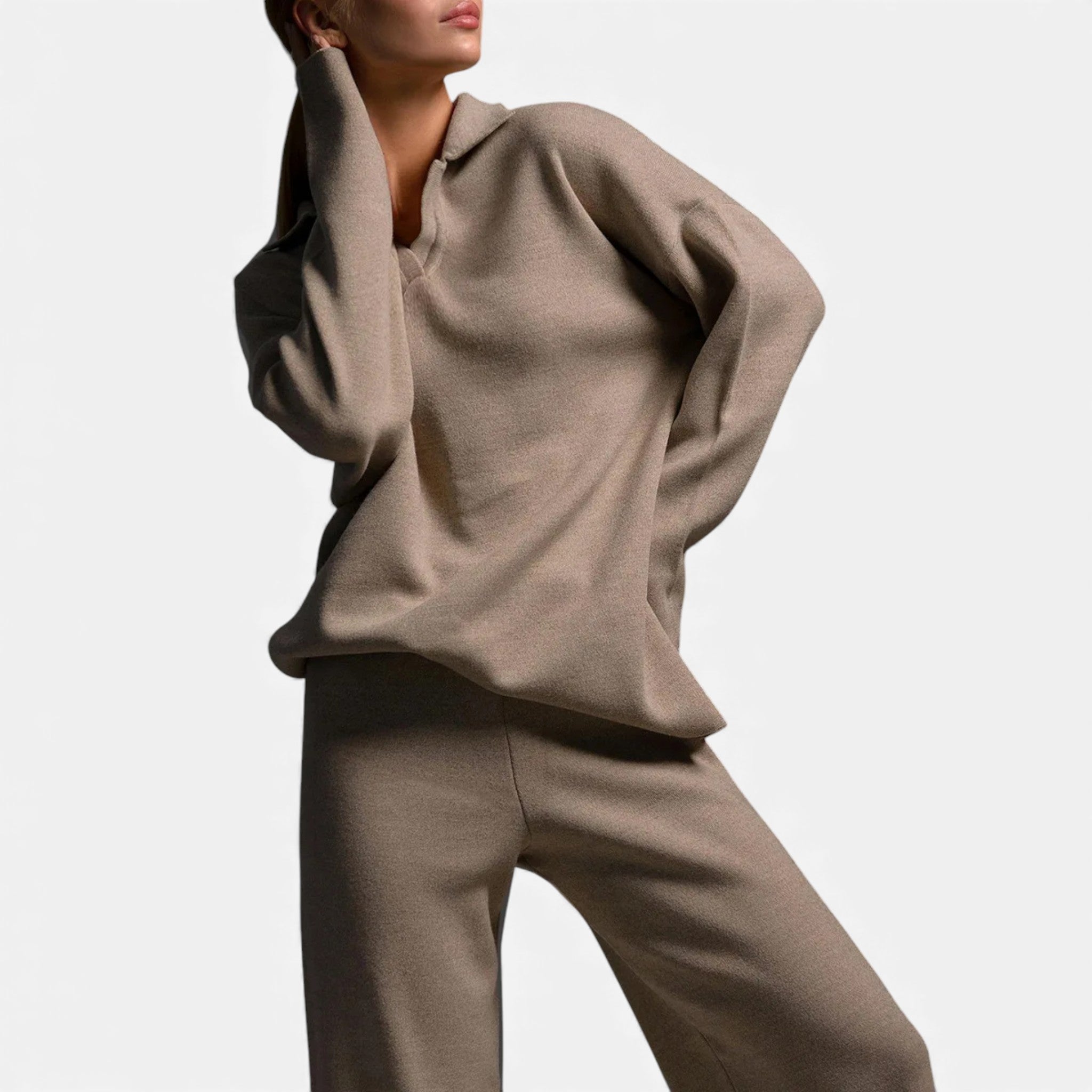 Women’s Cashmere-Feel Elegant Knit Lounge Set