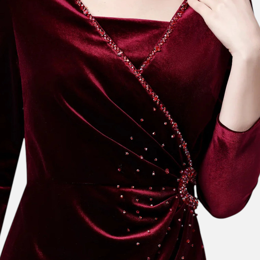 Aveline the Label | Women’s Draped Velvet Wrap Dress