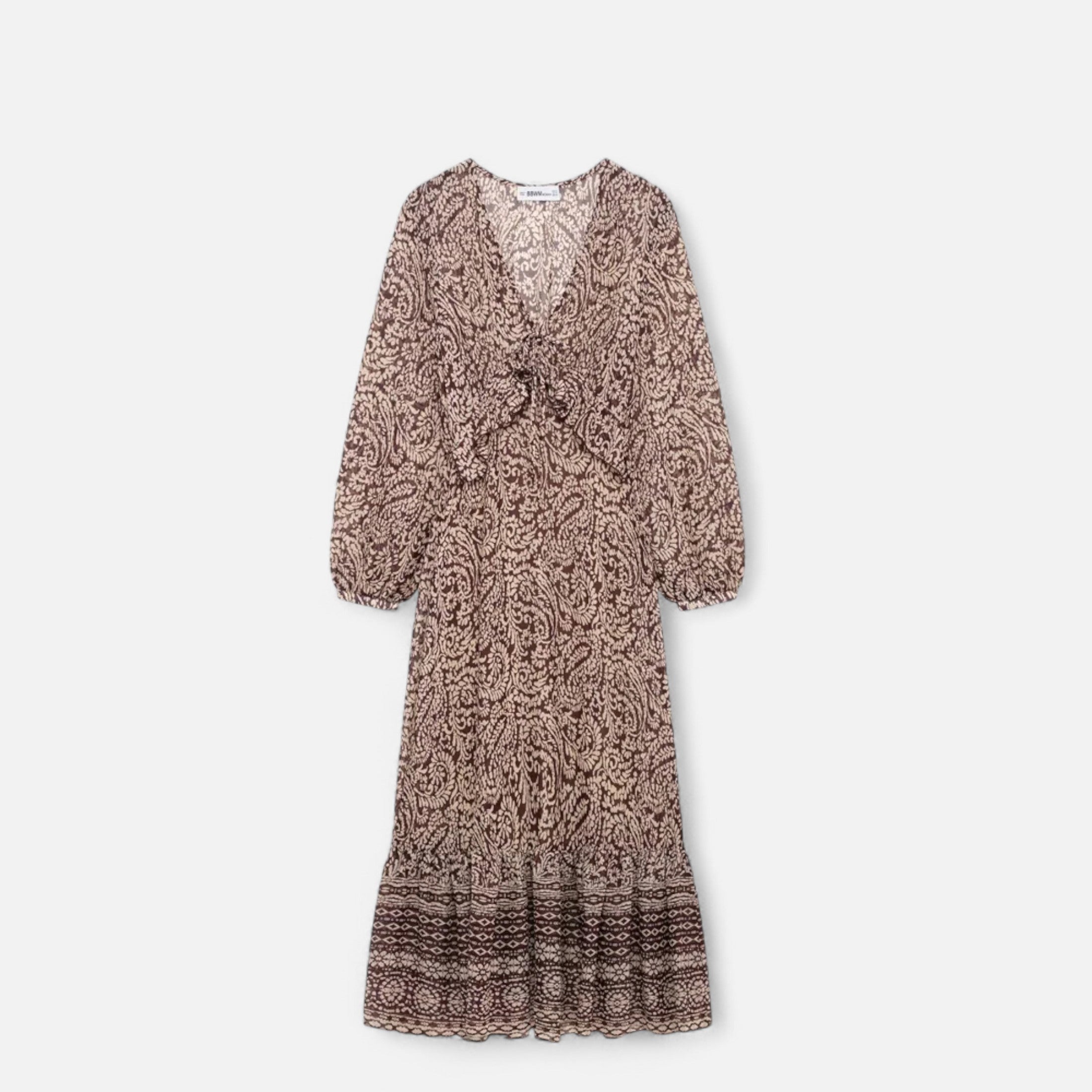 Aveline the Label | Women’s Printed Midi Dress with V-Neck