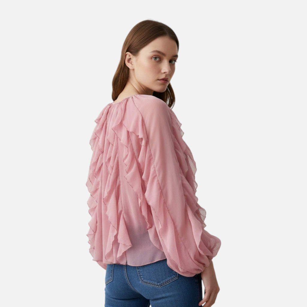 Aveline the Label | Women’s Sheer Ruffle Blouse