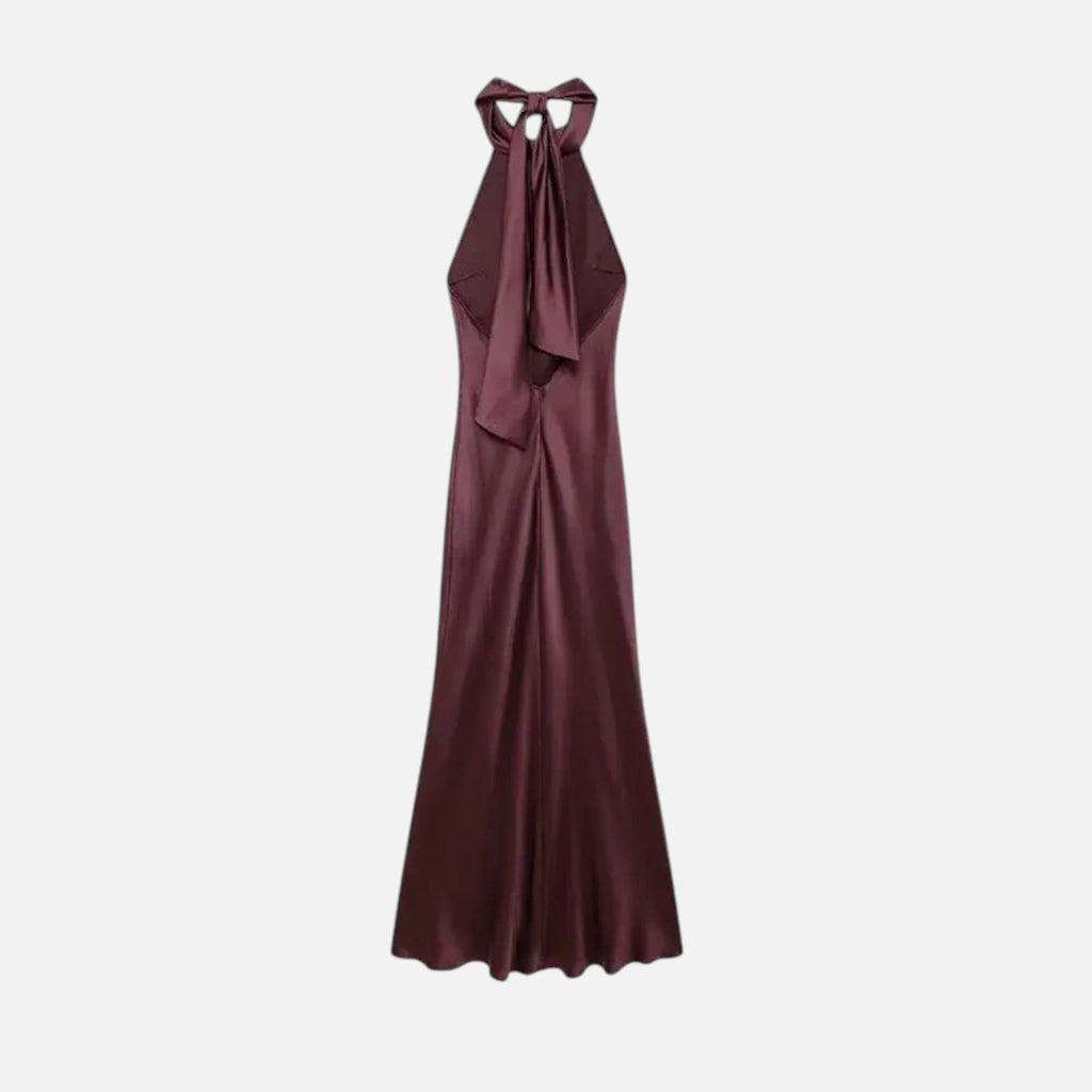 Aveline the Label | Women’s Satin Halter Dress with Open Back