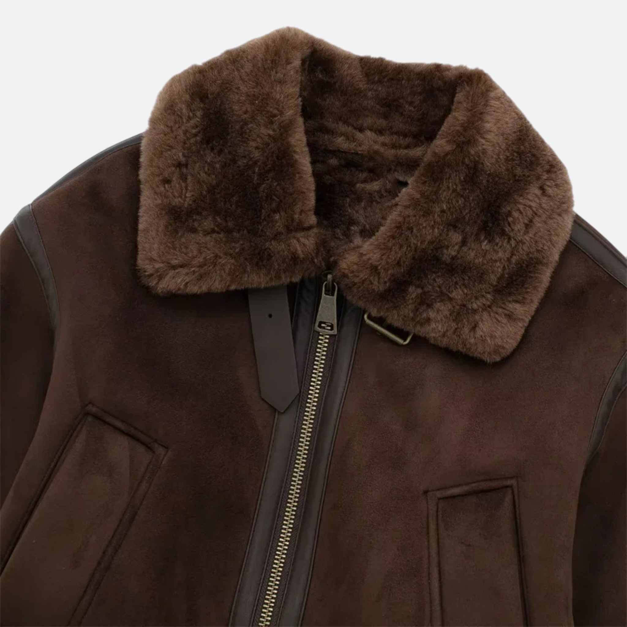 Aveline the Label | Women’s Brown Bomber Jacket with Faux Fur Trim