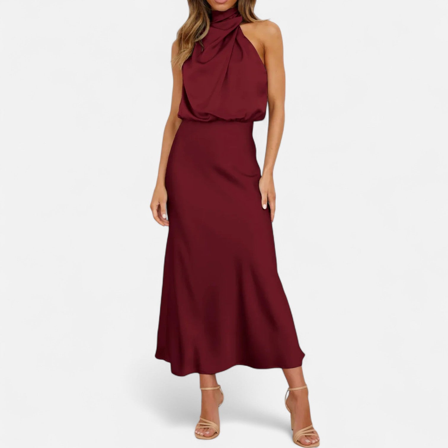 Aveline the Label | Women’s Satin A-Line Sleeveless Long Dress