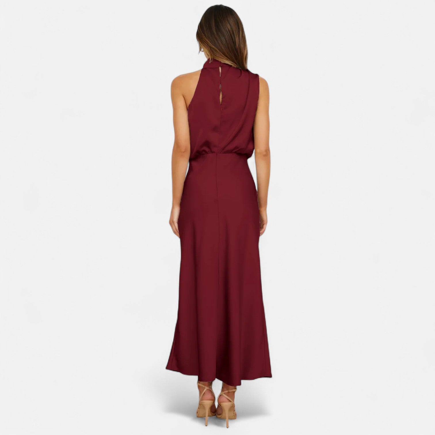 Aveline the Label | Women’s Satin A-Line Sleeveless Long Dress