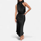 Aveline the Label | Women’s Satin A-Line Sleeveless Long Dress
