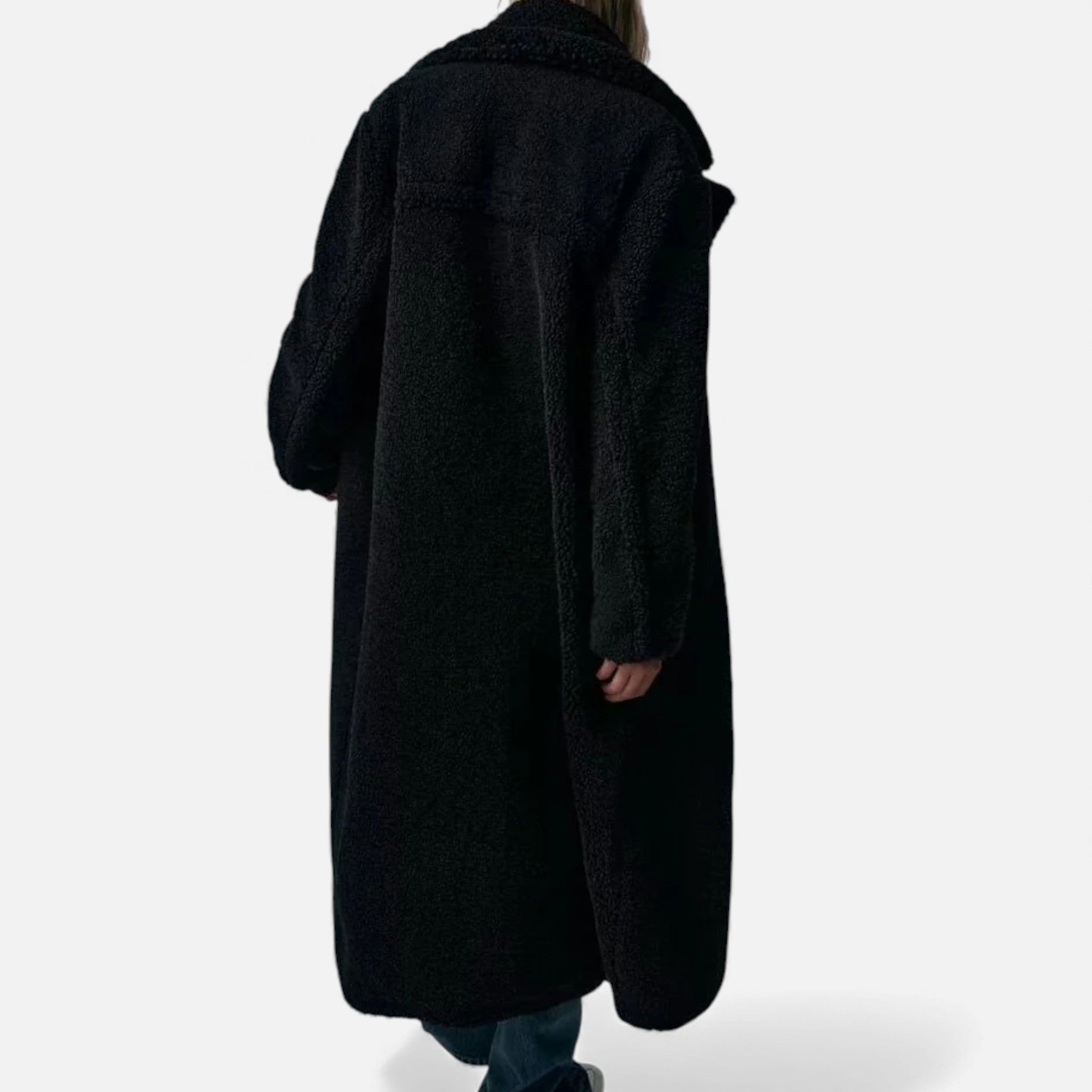 Aveline the Label | Women’s Long Teddy Coat with Double Breasted Front