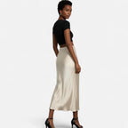 Aveline the Label | Women’s High-Waist Satin Midi Skirt