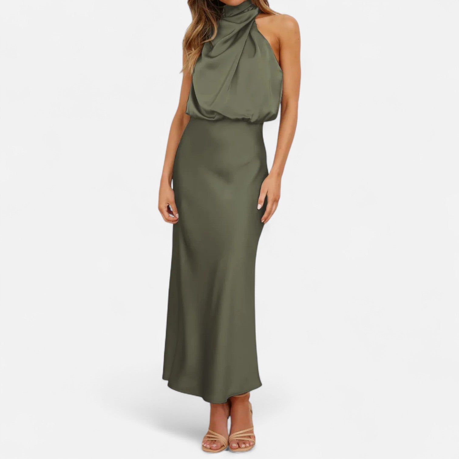 Aveline the Label | Women’s Satin A-Line Sleeveless Long Dress