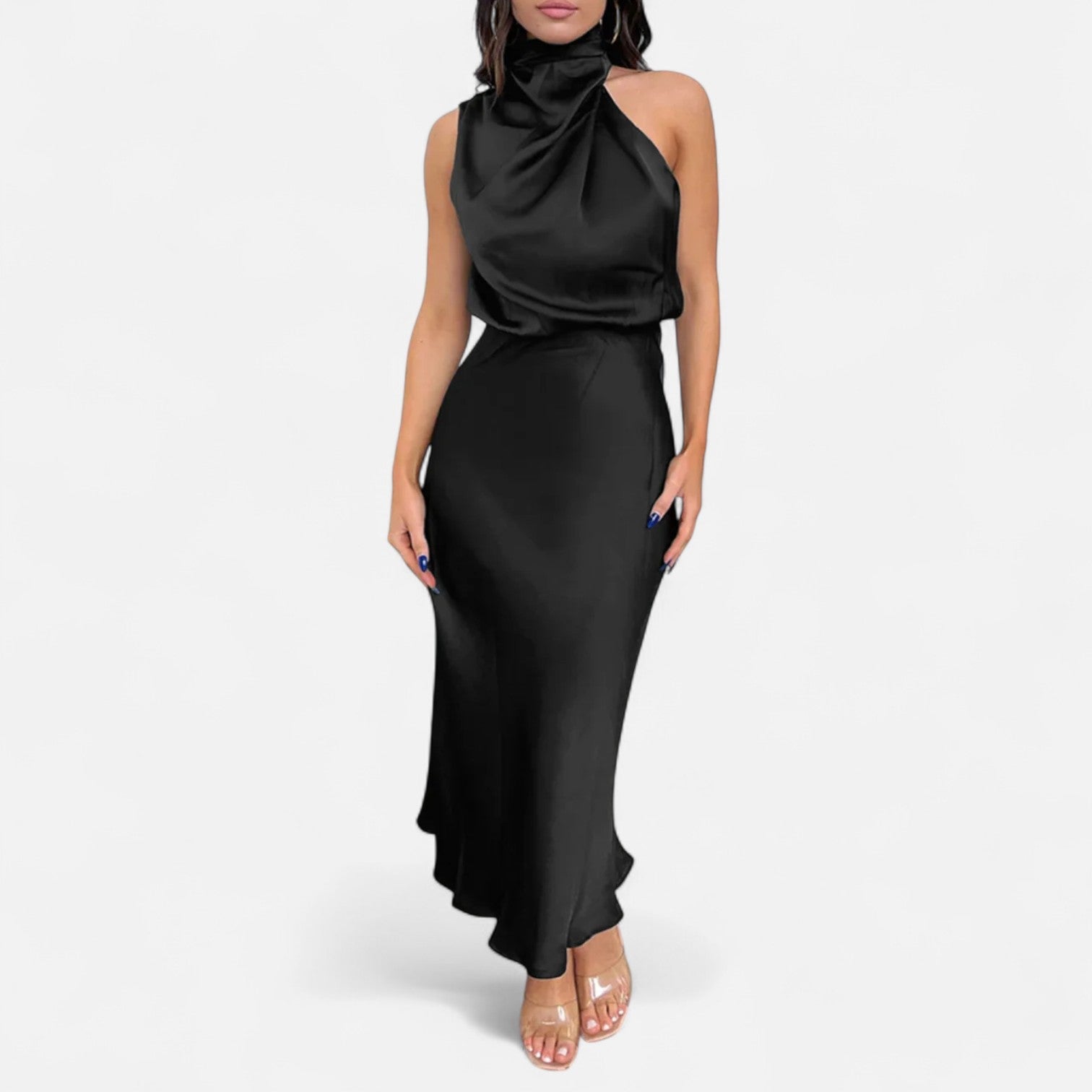 Aveline the Label | Women’s Satin A-Line Sleeveless Long Dress