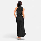 Aveline the Label | Women’s Satin A-Line Sleeveless Long Dress