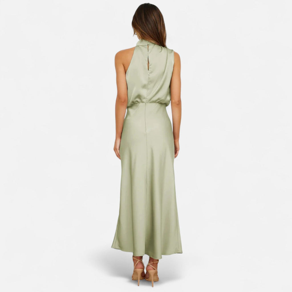 Aveline the Label | Women’s Satin A-Line Sleeveless Long Dress