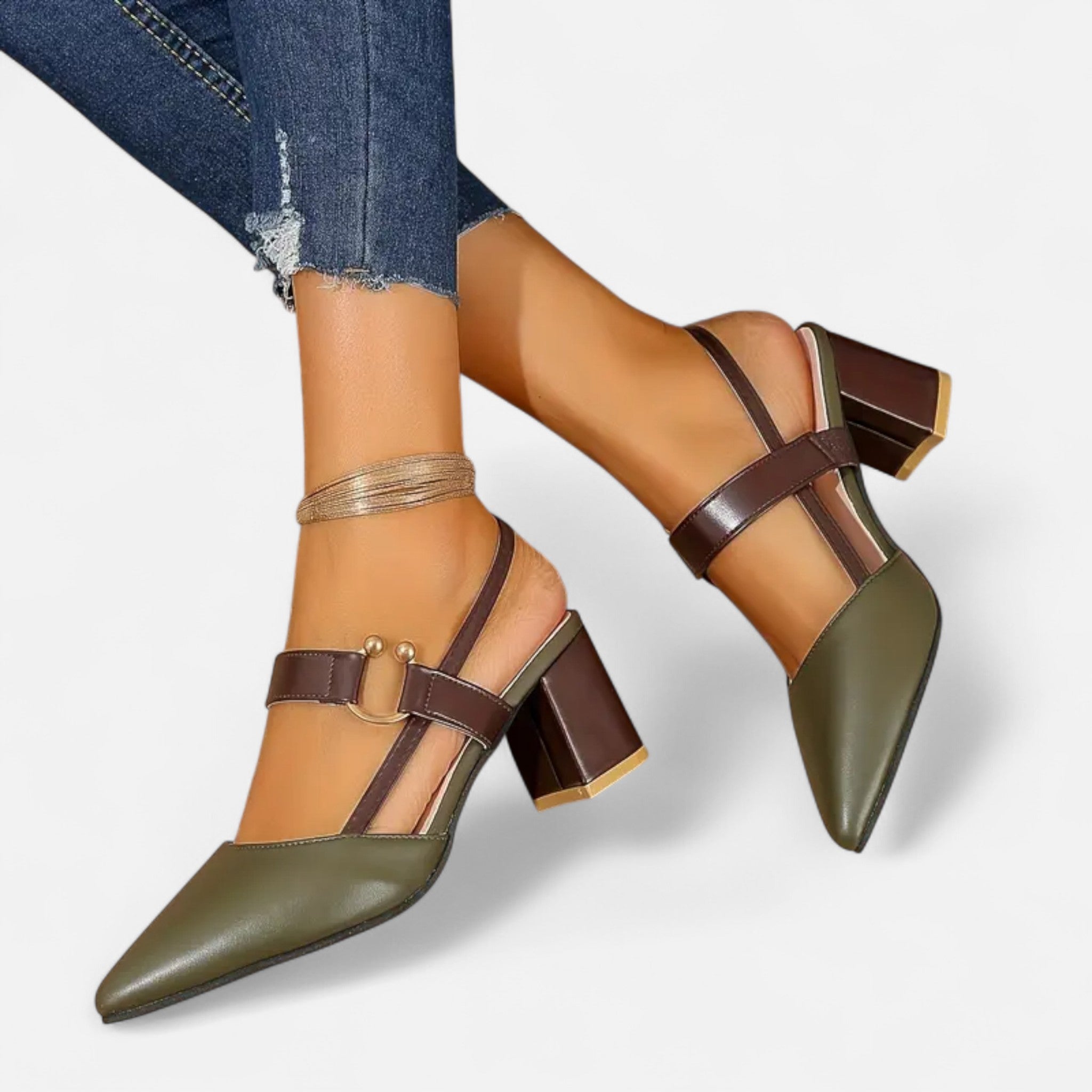 Aveline the Label | Women’s Sandals – Pointed Toe, Medium Thick Heel