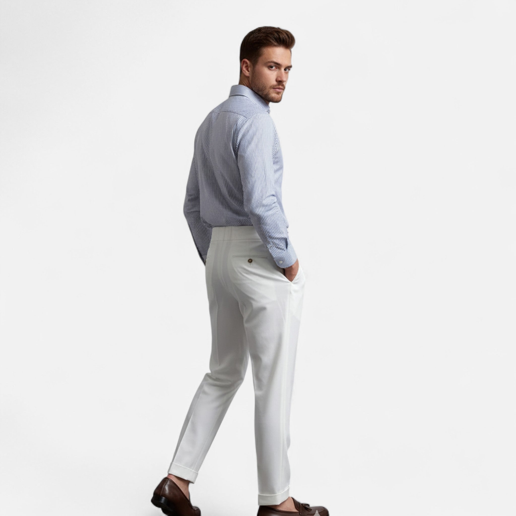 Aveline the Label | Men’s High-Waist Straight-Leg Draped Trousers