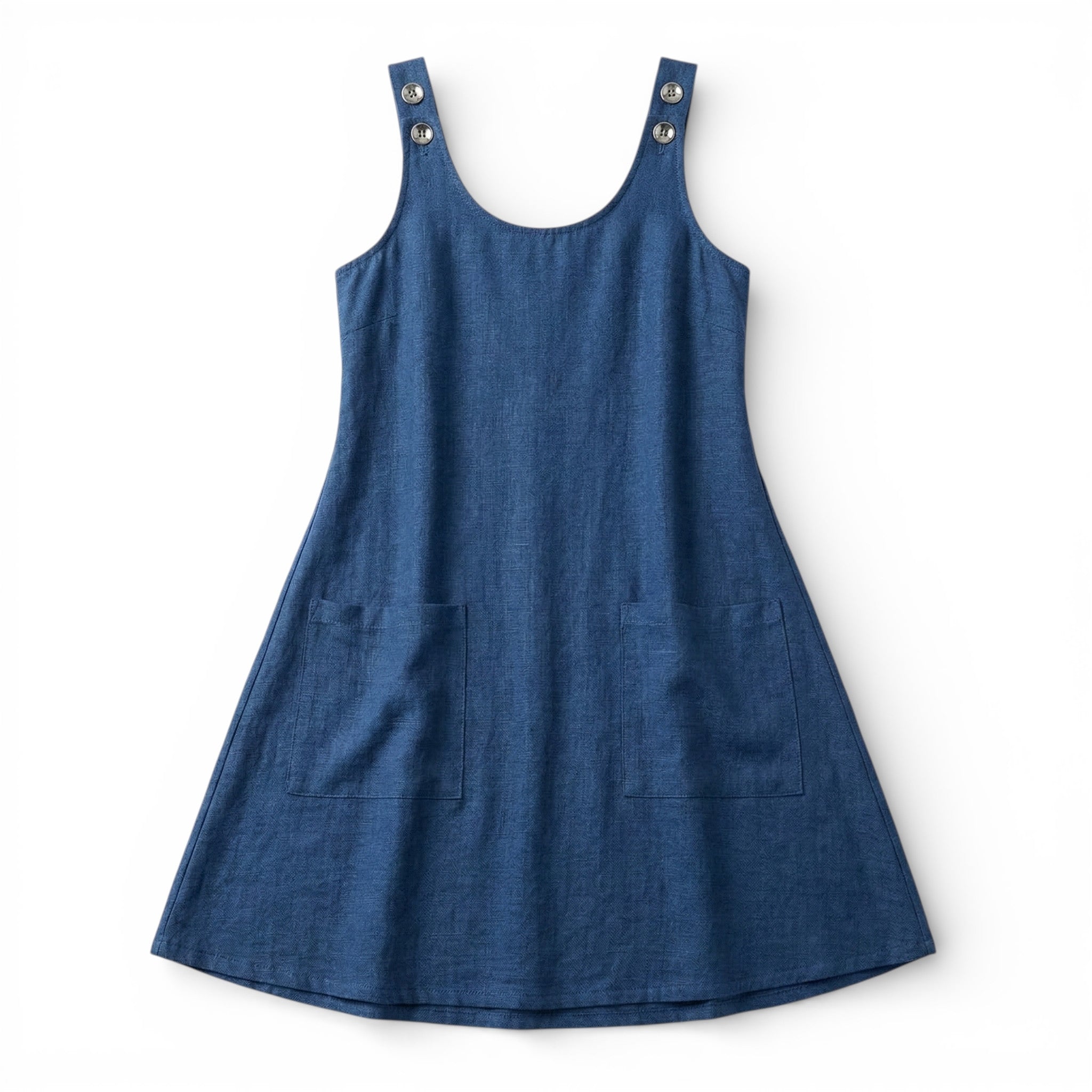 Women’s Sleeveless A-Line Dress – Knee-Length Pocket Design