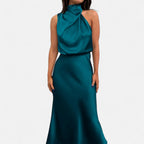 Aveline the Label | Women’s Satin A-Line Sleeveless Long Dress