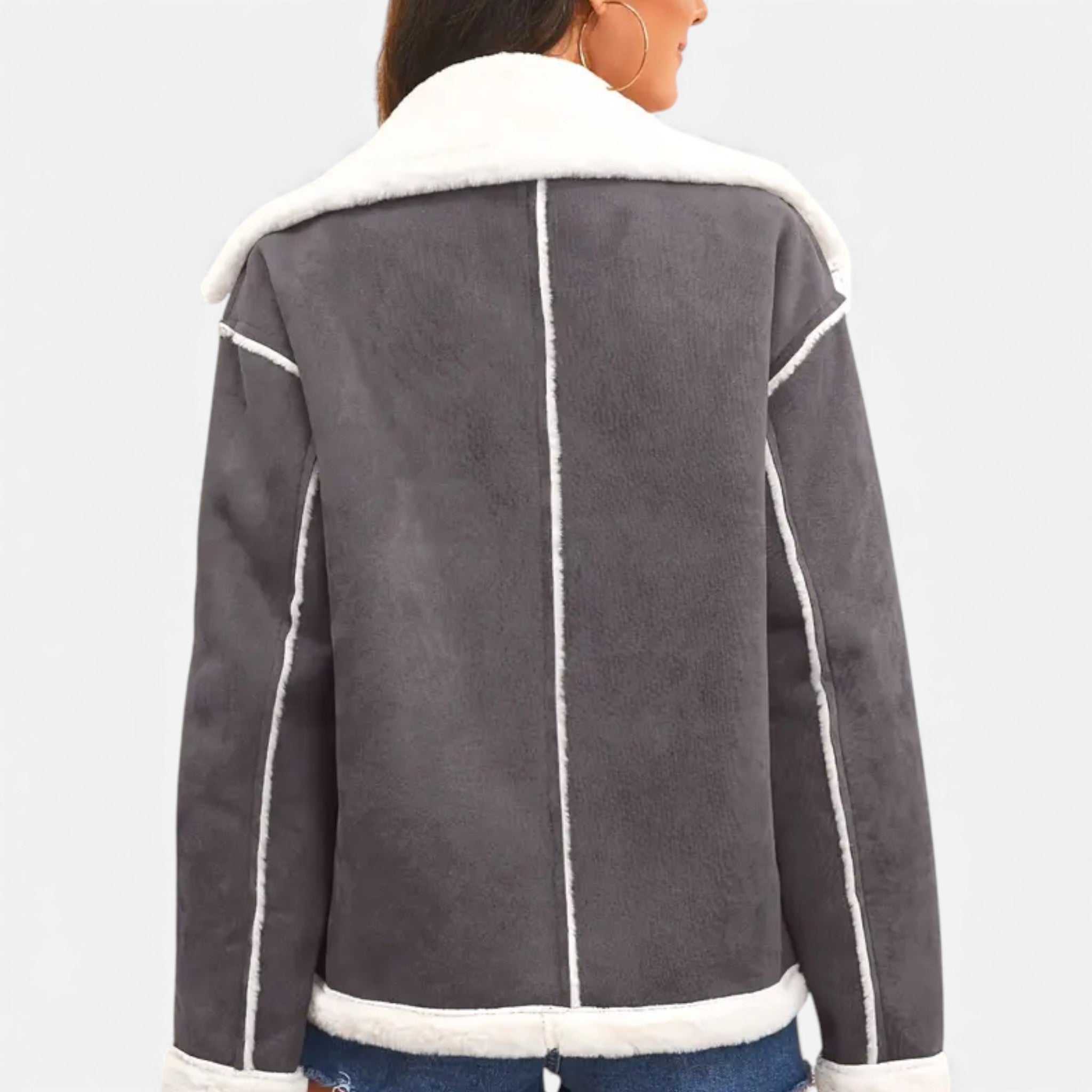 Aveline the Label | Women’s Suede Jacket with White Fur Lining