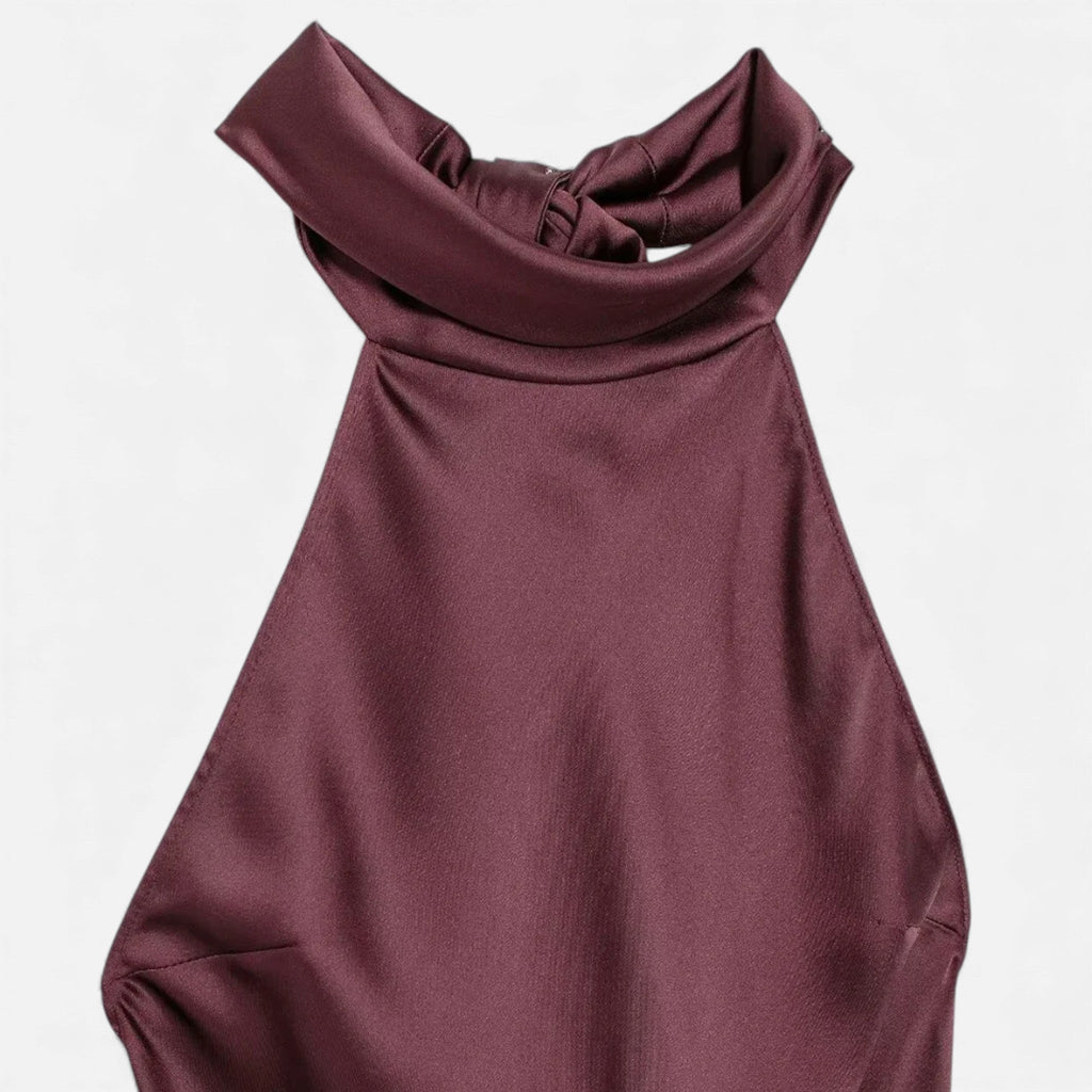 Aveline the Label | Women’s Satin Halter Dress with Open Back