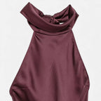Aveline the Label | Women’s Satin Halter Dress with Open Back