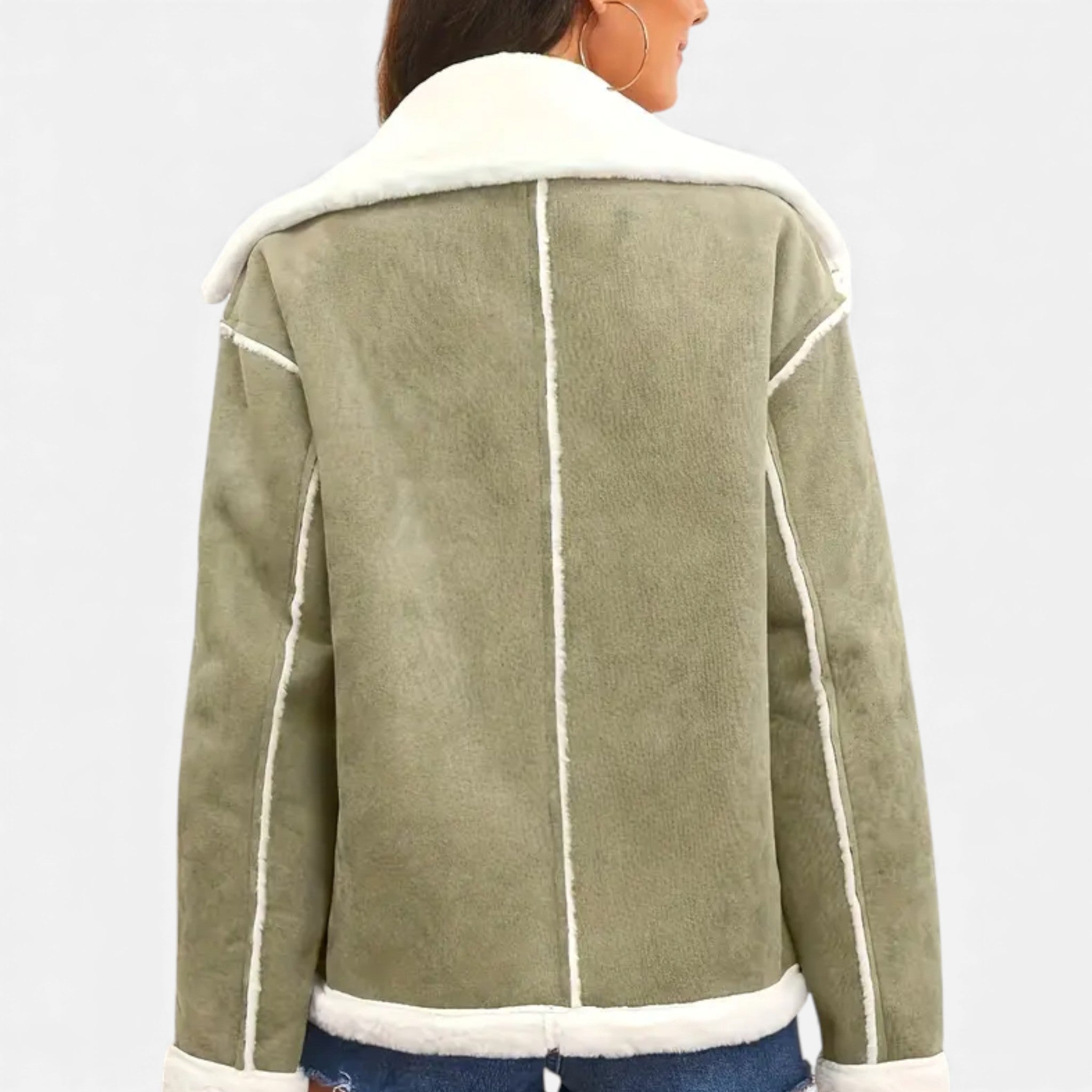 Aveline the Label | Women’s Suede Jacket with White Fur Lining