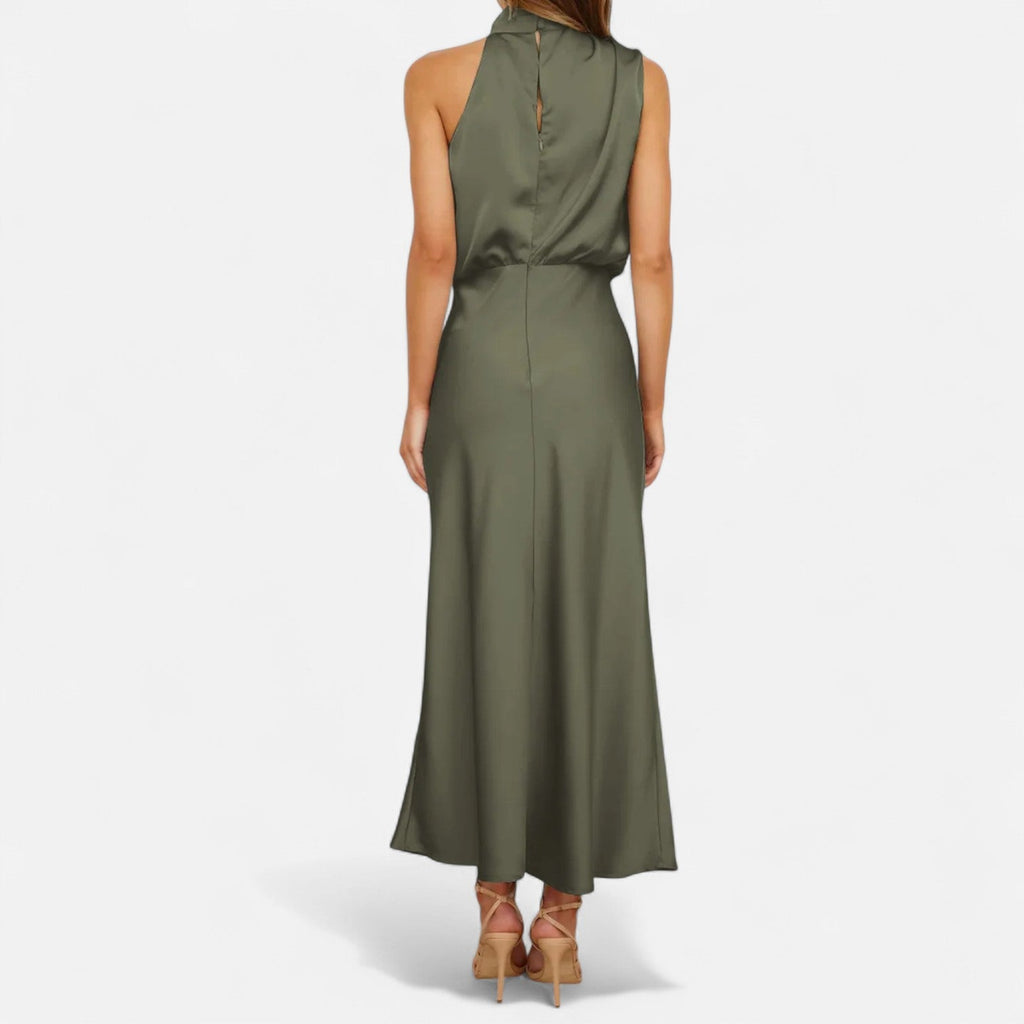 Aveline the Label | Women’s Satin A-Line Sleeveless Long Dress
