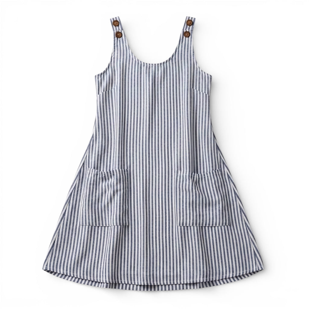Women’s Sleeveless A-Line Dress – Knee-Length Pocket Design