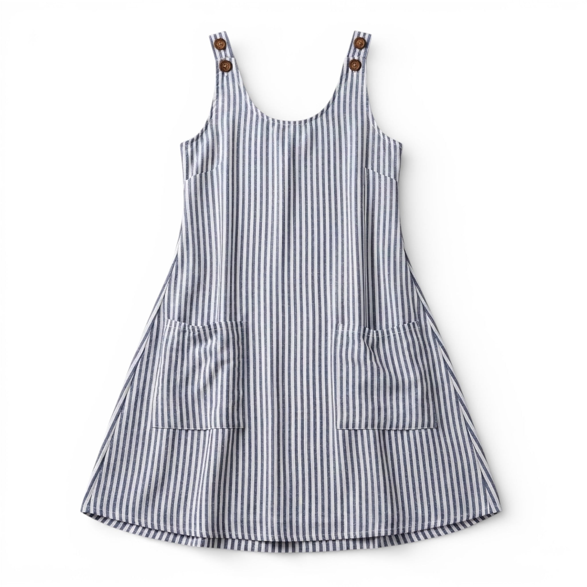 Women’s Sleeveless A-Line Dress – Knee-Length Pocket Design